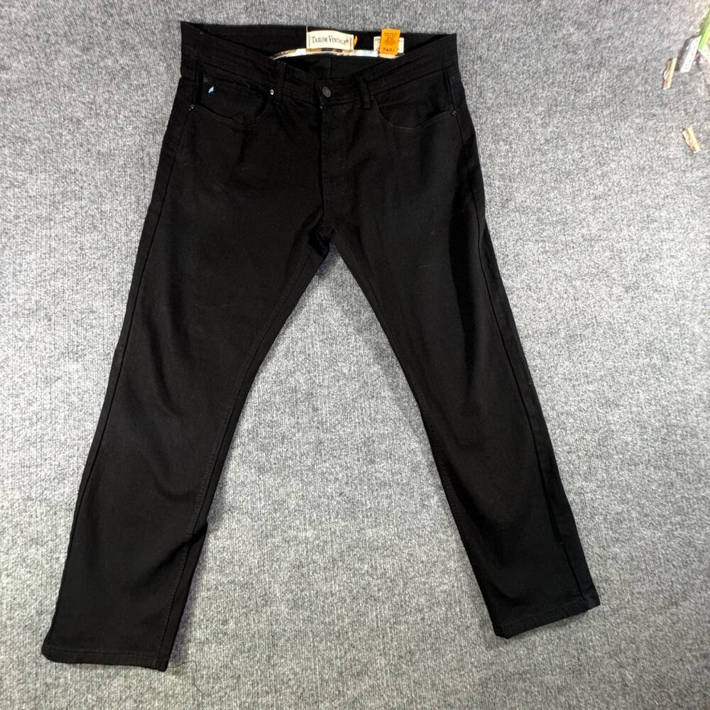 Tailor Vintage Black Slim Fit Comfort Stretch Jeans 36X30 Cotton Blend Mens